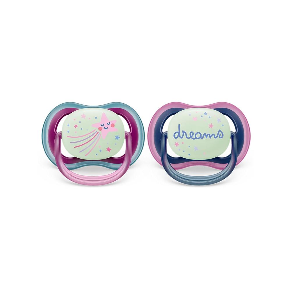 Ultra Air Night Time Soothers 6-18M Girl Pack Of 2