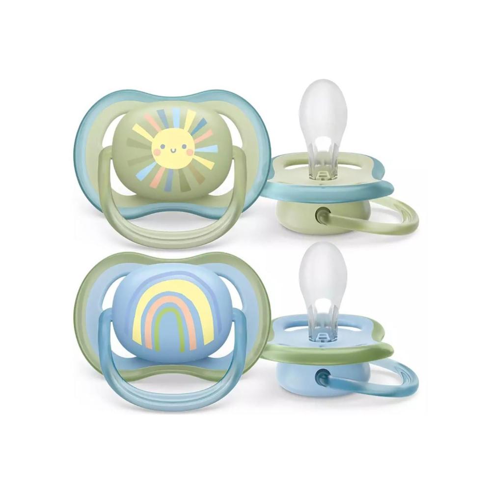 Ultra Air Soother Rainbow 0-6M Boy Pack of 2