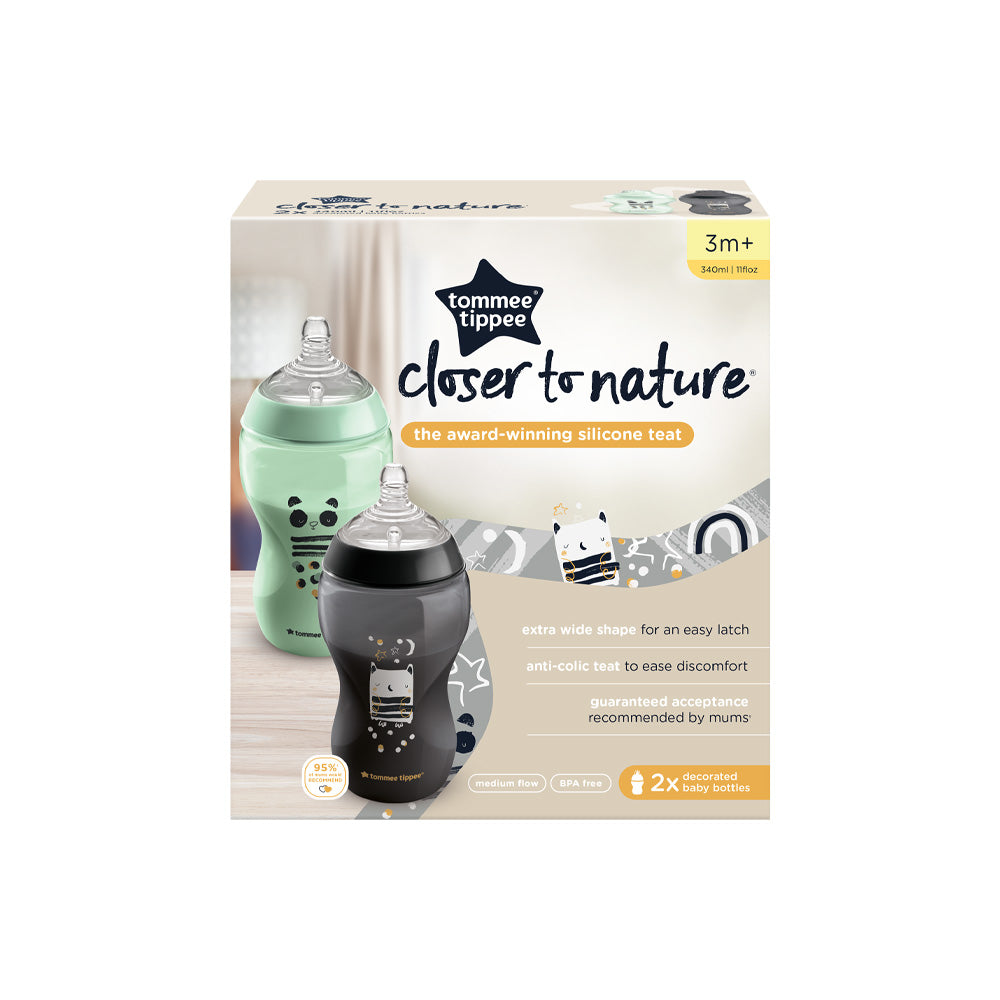 Closer To Nature Panda Bottles Medium Flow Pack Of 2 3M+