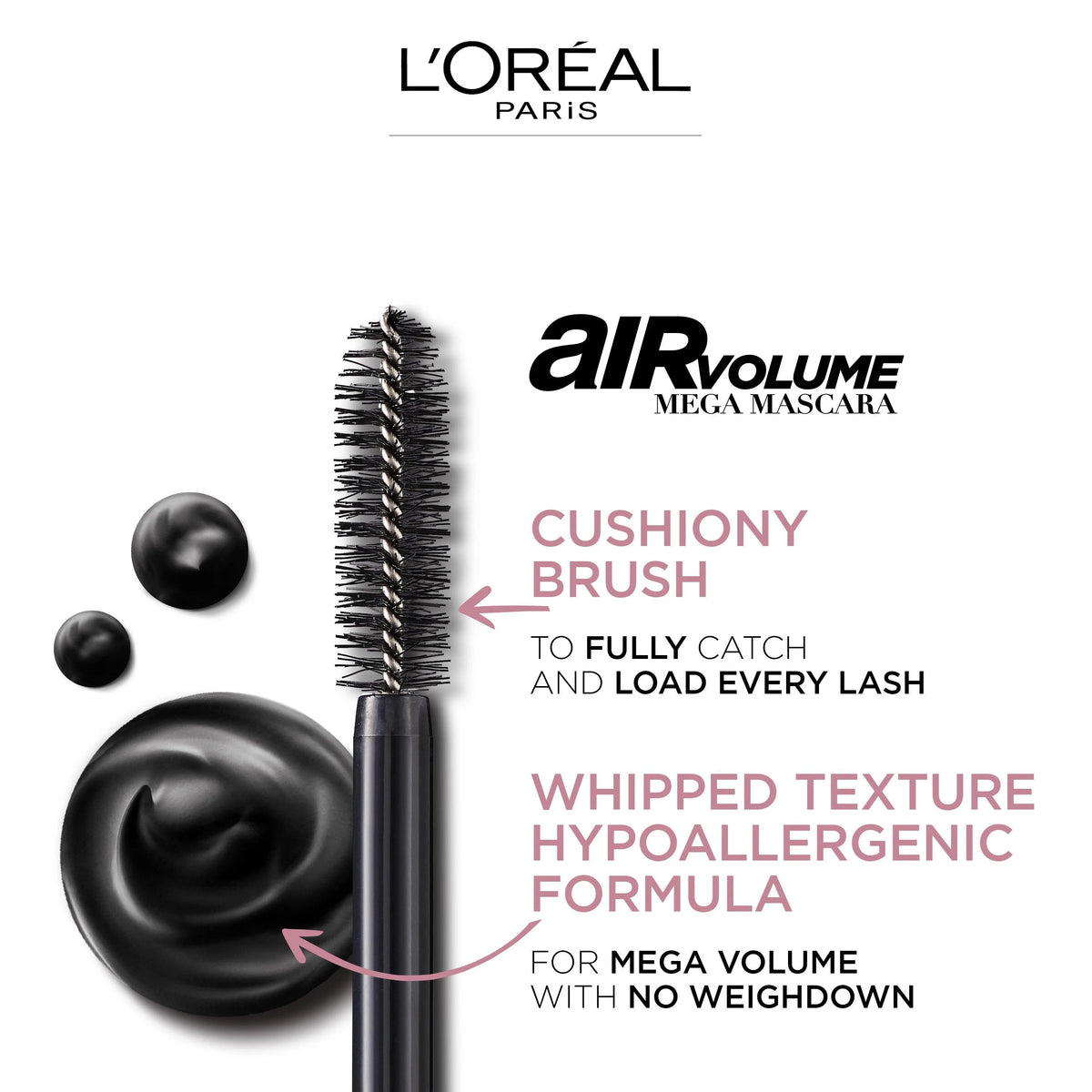 Air Volume Mega Mascara Washable, Air Whipped Formula Lasting Up To 24H- Lightweight